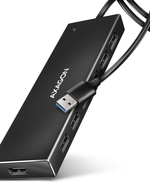 Axagon USB 3.2 Hub 7 Θυρών με σύνδεση USB-A & Θύρα Φόρτισης Μπλε HUE-F7A