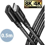 Axagon Braided USB 2.0 Cable USB-C male - USB-C female 240W Μαύρο 0.5m (BUCM32-CF05AB)