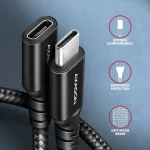 Axagon Braided USB 2.0 Cable USB-C male - USB-C female 240W Μαύρο 0.5m (BUCM32-CF05AB) - Image 3