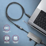 Axagon Braided USB 2.0 Cable USB-C male - USB-C female 240W Μαύρο 0.5m (BUCM32-CF05AB) - Image 4