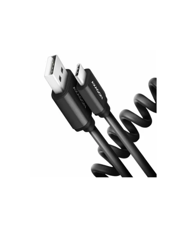 Axagon Spiral USB 2.0 Cable USB-C male - USB-A Μαύρο 0.6m (BUCM-AM10TB)