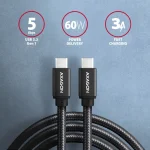 Axagon Braided USB 3.2 Cable USB-C male - USB-C 60W Μαύρο 2m (BUCM3-CM20AB) - Image 4