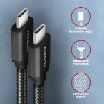Axagon Braided USB 3.2 Cable USB-C male - USB-C 60W Μαύρο 2m (BUCM3-CM20AB) - Image 6
