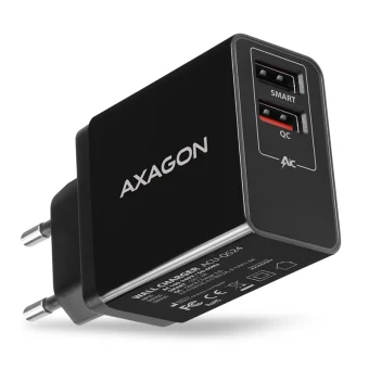 Axagon Φορτιστής Χωρίς Καλώδιο με 2 Θύρες USB-A Quick Charge 3.0 Μαύρος (ACU-QS24)