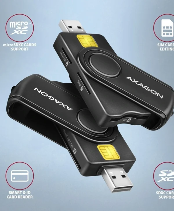 Axagon Cre-smp2a Usb Smart Card & Sd Microsd Sim Card Pocketreader CRE-SMP2A