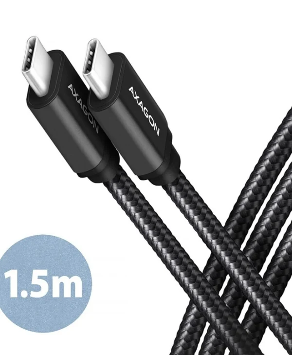 Axagon Braided USB 3.2 Cable USB-C male - USB-C 60W Μαύρο 1.5m (BUCM3-CM15AB)