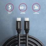 Axagon Braided USB 3.2 Cable USB-C male - USB-C 60W Μαύρο 1.5m (BUCM3-CM15AB) - Image 3