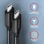 Axagon Braided USB 3.2 Cable USB-C male - USB-C 60W Μαύρο 1.5m (BUCM3-CM15AB) - Image 4