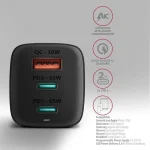 Axagon Φορτιστής Χωρίς Καλώδιο GaN με Θύρα USB-A και 2 Θύρες USB-C 65W Power Delivery / Quick Charge 3.0 Μαύρος (ACU-DPQ65) - Image 3