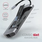 Axagon HMC-6M2 USB-C Docking Station με HDMI 4K PD Ethernet Ασημί - Image 4