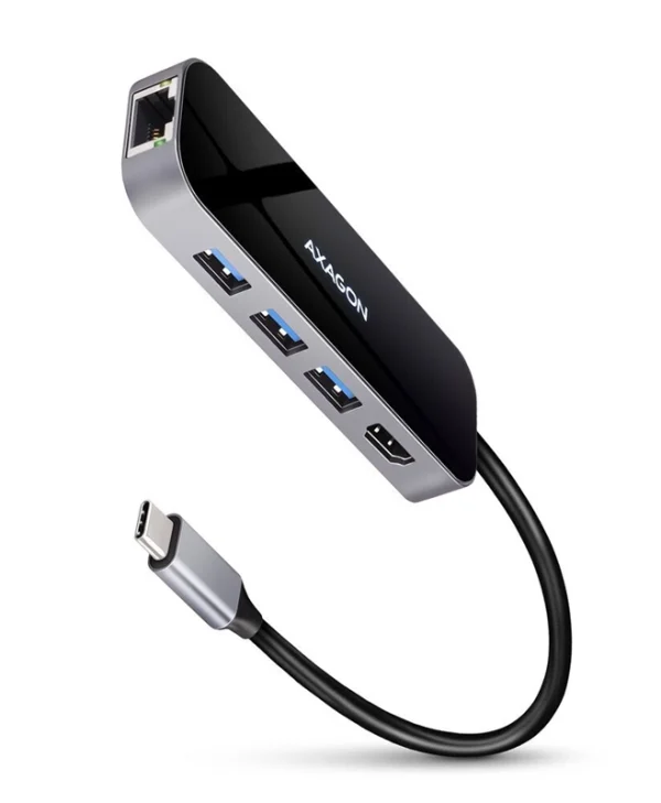 Axagon USB-C Docking Station με HDMI 4K PD Ethernet Μαύρο (HMC-6GL)