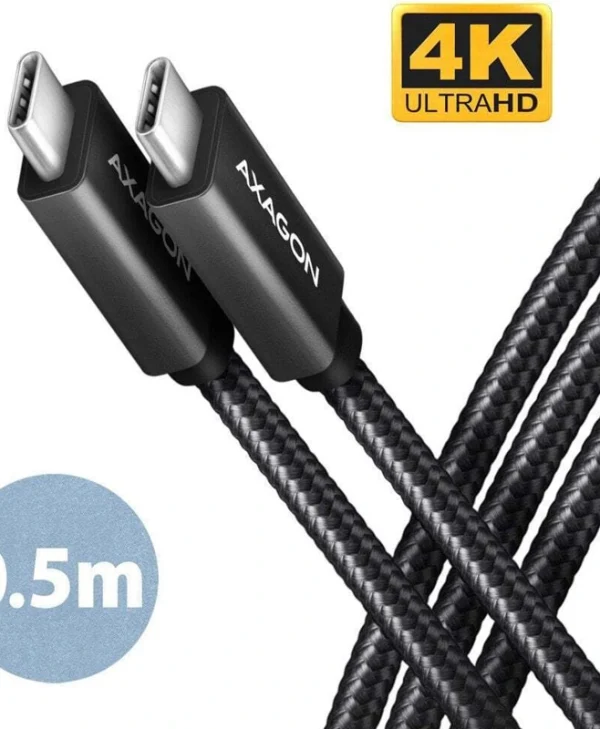 Axagon Braided USB 2.0 Cable USB-C male - USB-C 100W Μαύρο 0.5m BUCM32-CM05AB