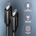 Axagon Braided USB 2.0 Cable USB-C male - USB-C 100W Μαύρο 0.5m BUCM32-CM05AB - Image 3