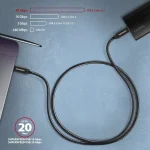 Axagon Braided USB 2.0 Cable USB-C male - USB-C 100W Μαύρο 0.5m BUCM32-CM05AB - Image 6