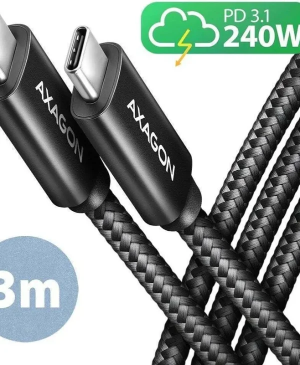 Axagon USB 2.0 Cable USB-C male - USB-C 240W Μαύρο 3m (BUCM2-CM30AB)