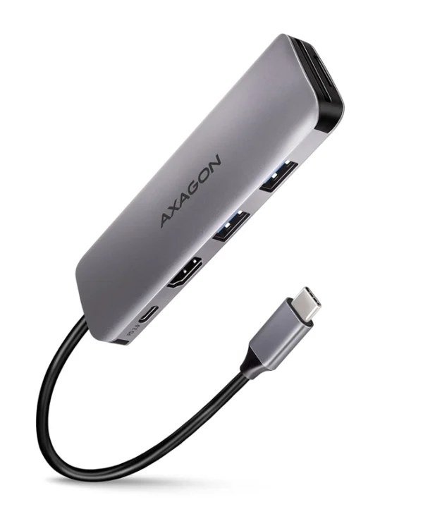 Axagon HMC-5 USB-C Docking Station με HDMI 4K PD Ασημί