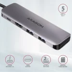 Axagon HMC-5 USB-C Docking Station με HDMI 4K PD Ασημί - Image 3