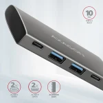 Axagon USB 3.2 Hub 4 Θυρών με σύνδεση USB-C Γκρι HMC-4G2 - Image 3