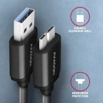 Axagon Regular USB 3.0 to micro USB Cable Μαύρο 1m (BUMM3-AM10AB) 1τμχ - Image 3