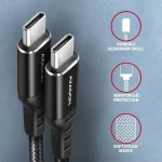 Axagon Braided USB 2.0 Cable USB-C male - USB-C 60W Μαύρο 1m (BUCM-CM10AB) - Image 5