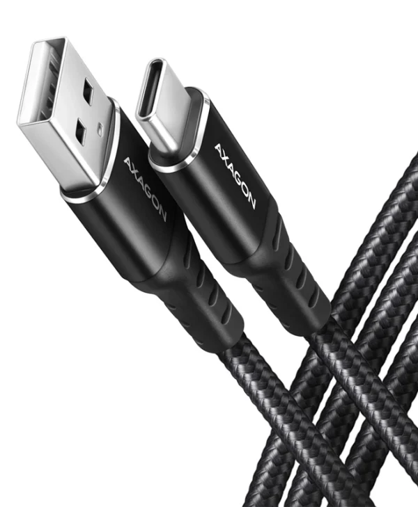 Axagon Braided USB 2.0 Cable USB-C male - USB-A Μαύρο 1m BUCM-AM10AB