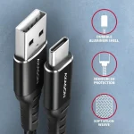 Axagon Braided USB 2.0 Cable USB-C male - USB-A Μαύρο 1m BUCM-AM10AB - Image 5