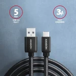 Axagon Braided USB 3.0 Cable USB-C male - USB-A Μαύρο 2m (BUCM3-AM20AB) - Image 2