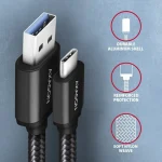Axagon Braided USB 3.0 Cable USB-C male - USB-A Μαύρο 2m (BUCM3-AM20AB) - Image 3