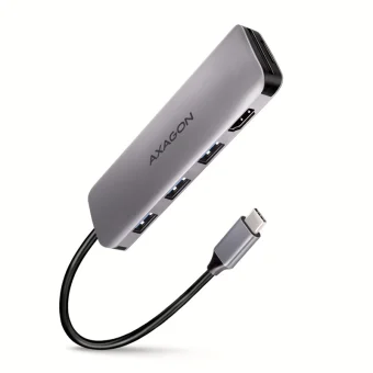 Axagon HMC-HCR3A USB-C Docking Station με HDMI 4K Ασημί