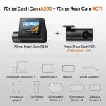 Xiaomi 70mai Dash A200 & Camera RC11 Σετ Κάμερα DVR Αυτοκινήτου 1080P με Οθόνη για Παρμπρίζ & Κάμερα Οπισθοπορείας A200-1 - Image 9