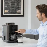 Krups Arabica Latte Quattro Force Αυτόματη Μηχανή Espresso 1450W Πίεσης 15bar για Cappuccino με Μύλο Άλεσης Γκρι EA819E - Image 7