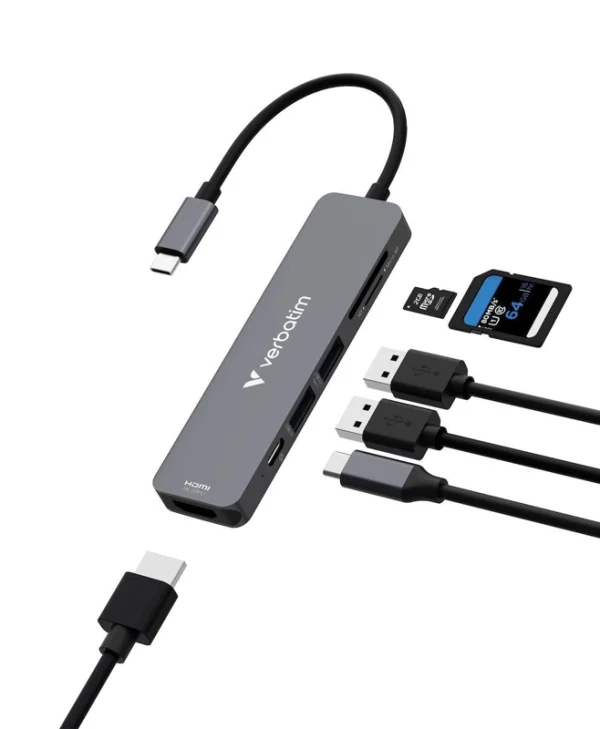 Verbatim USB-C Docking Station με HDMI 4K PD Γκρι (32156)