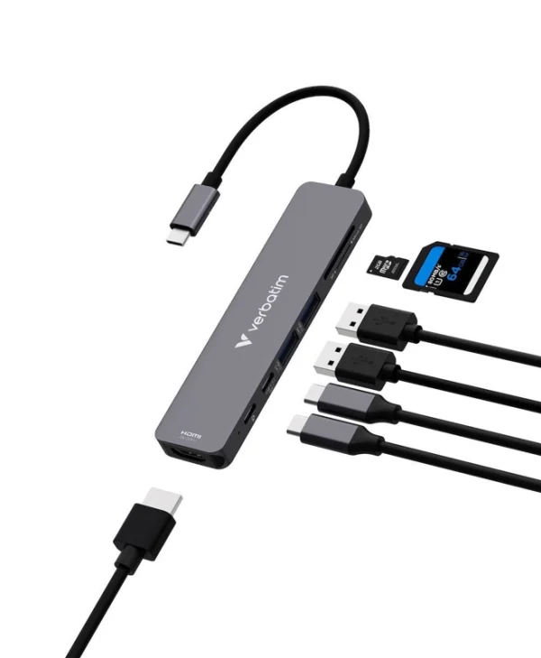 Verbatim USB-C Docking Station με HDMI 4K PD Γκρι (32158)