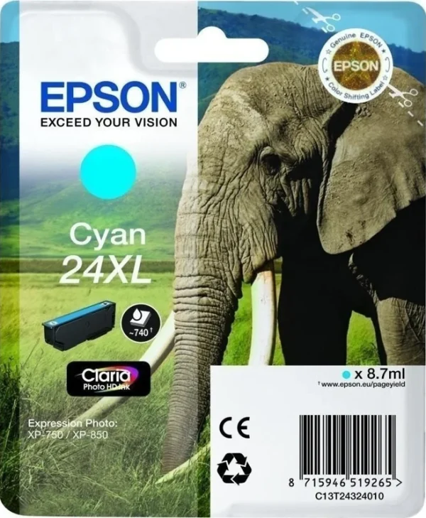 Epson 24XL Γνήσιο Μελάνι Εκτυπωτή InkJet Κυανό (C13T24324010 C13T24324012)