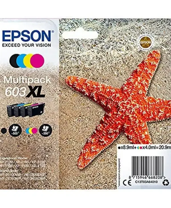 Epson 603XL Γνήσιο Πακέτο 4 Μελανιών Εκτυπωτή InkJet Κίτρινο / Κυανό / Ματζέντα / Μαύρο (C13T03A64020)