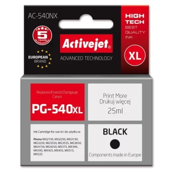 Active Jet Συμβατό Μελάνι Εκτυπωτή InkJet Canon PG-540XL 25ml Μαύρο 1τμχ AC-540NX