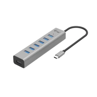 i-tec USB 3.2 Hub 7 Θυρών με σύνδεση USB-C & Θύρα Φόρτισης Ασημί C31HUBMETAL703