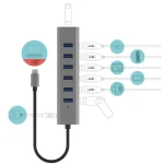i-tec USB 3.2 Hub 7 Θυρών με σύνδεση USB-C & Θύρα Φόρτισης Ασημί C31HUBMETAL703 - Image 2