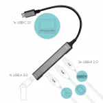 i-tec USB-C Metal HUB USB 3.0 Hub 4 Θυρών με σύνδεση USB-C Γκρι C31HUBMETALMINI4 - Image 3
