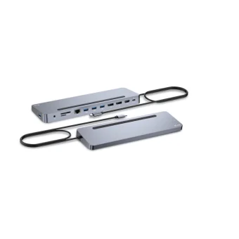i-tec USB-C Docking Station με HDMI/DisplayPort 4K PD Ethernet και σύνδεση 3 Οθονών Γκρι (C31FLAT2PDPRO)