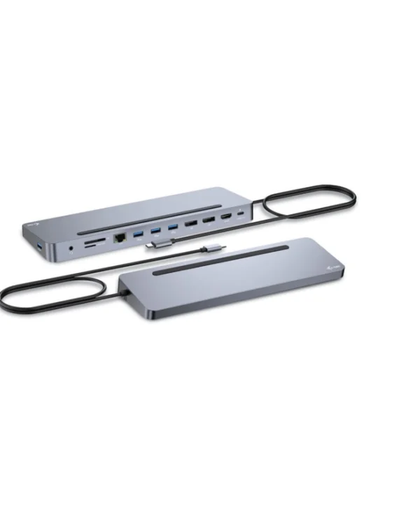 i-tec USB-C Docking Station με HDMI/DisplayPort 4K PD Ethernet και σύνδεση 3 Οθονών Γκρι (C31FLAT2PDPRO)