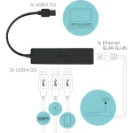 i-tec USB 3.0 Hub 3 Θυρών με σύνδεση USB-A / Ethernet U3GL3SLIM - Image 6