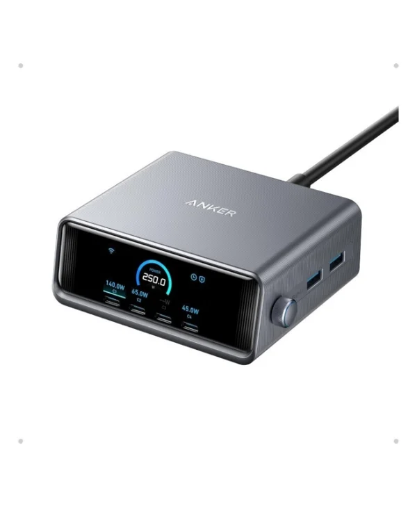Anker Βάση Φόρτισης GaN με 2 Θύρες USB-A και 4 Θύρες USB-C 250W σε Γκρι χρώμα (Prime) A2345341