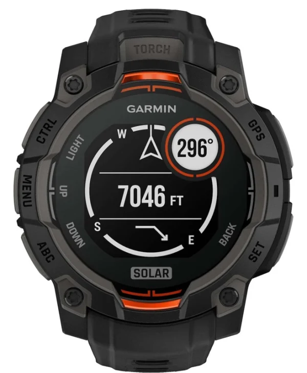 Garmin Instinct 3 Solar Aluminium 45mm Αδιάβροχο Smartwatch με Παλμογράφο (Black with Black Band) 010-02934-00