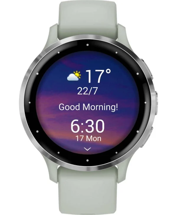 Garmin Venu 3S Stainless Steel 41mm Αδιάβροχο Smartwatch με Παλμογράφο (Silver Stainless Steel Bezel with Sage Gray Case and Silicone Band) 010-02785-01