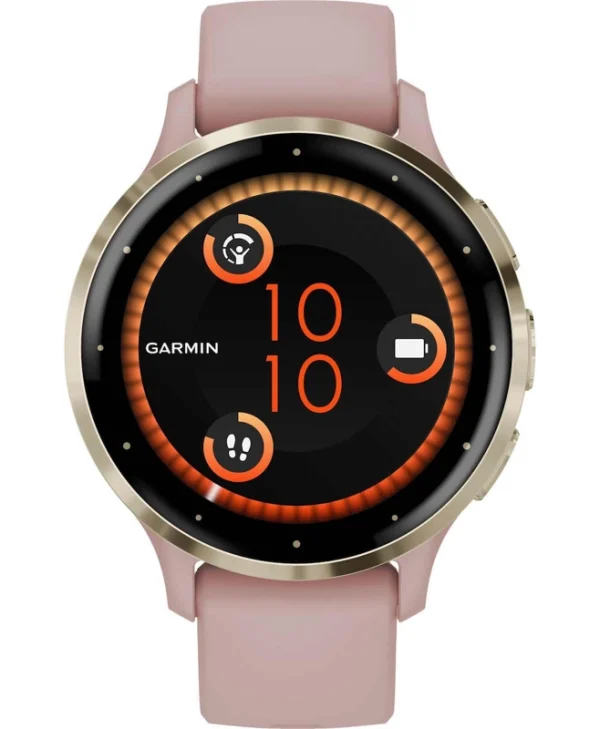Garmin Venu 3S Stainless Steel 41mm Αδιάβροχο Smartwatch με Παλμογράφο (Soft Gold Stainless Steel Bezel with Dust Rose Case and Silicone Band) 010-02785-03
