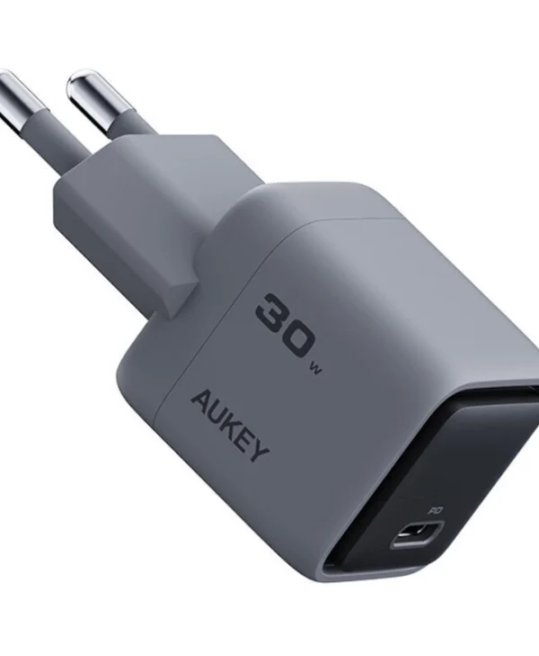 Aukey Φορτιστής Χωρίς Καλώδιο GaN με Θύρα USB-C 30W Power Delivery Γκρι (PA-C1 Comet) 157015