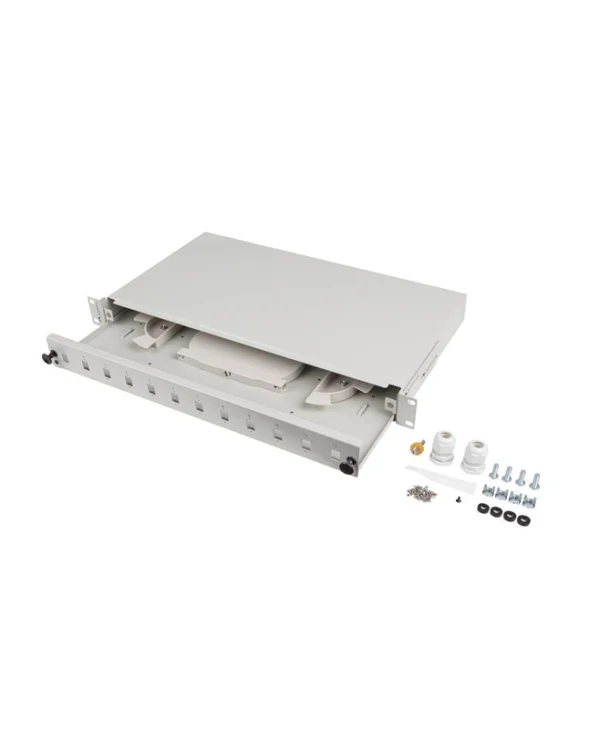 Lanberg Οπτικό Patch Panel για Rack 1U 19" 12 Θυρών Γκρι FOP1-12SS-LDS