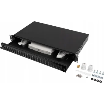 Lanberg Οπτικό Patch Panel για Rack 1U 19" 24 Θυρών Μαύρο FOP1-24SD-LQB