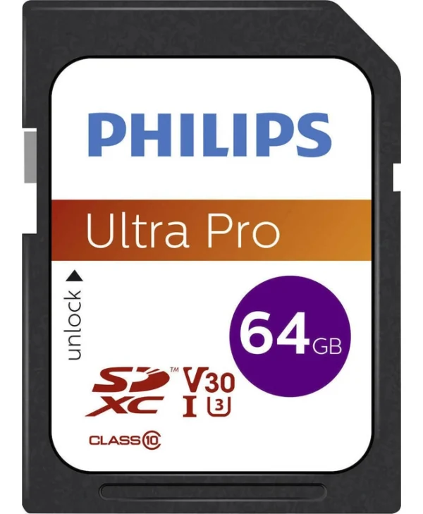 Philips Ultra Pro SDXC 64GB Class 10 U3 V30 A1 UHS-I FM64SD65B/00